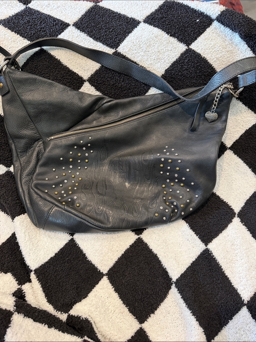 Harley Davidson Black Studded Shoulder Bag